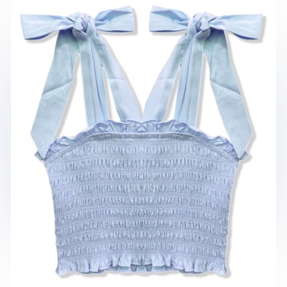 Katie J NYC Light Blue TWEEN SUNNY TIE TOP - SM (7/8)